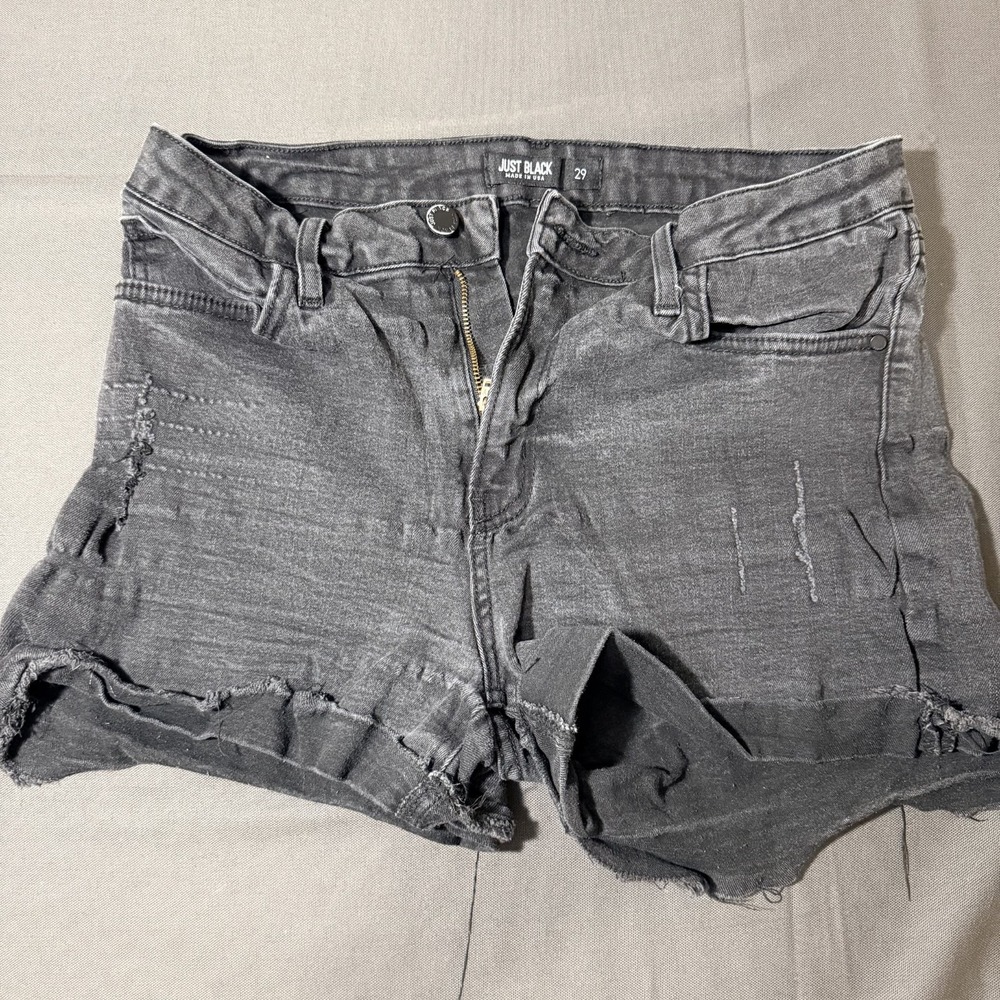 Just Black Denim Cut Off Shorts Women 29 Dark Wash Stretch Distressed Frayed Hem
